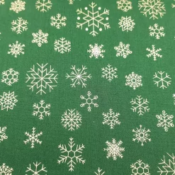 SanDaLu Weihnachtsstoff Schneeflocke grün gold Detail