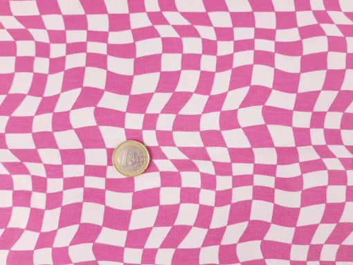 Checkerboard Stoff pink rosa Euro Größenvergleich