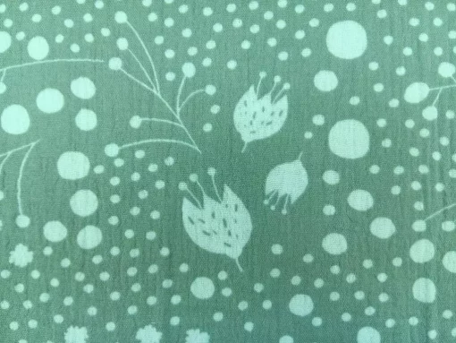 Blumenstoff Musselin salbei grün Detail