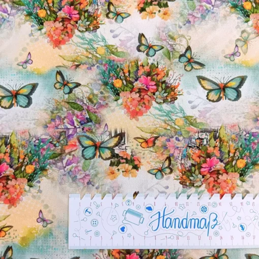 Jersey Blumen und Schmetterlinge von Stenzo mit Lineal