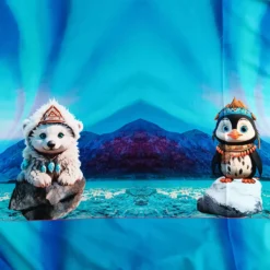 SanDaLu Stoffpanel für Kinder mit Pinguin und Eisbär