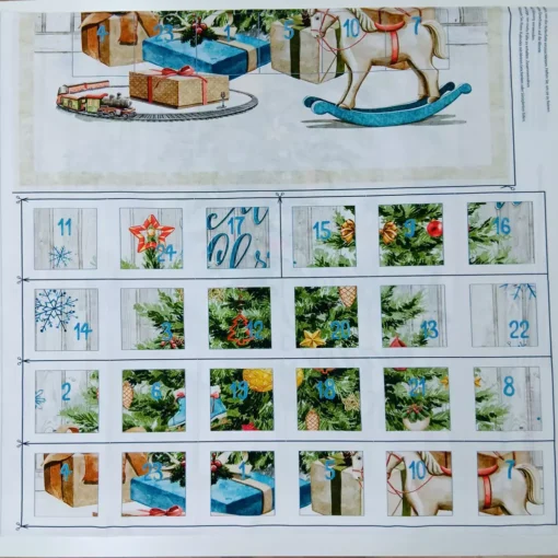 Stoffpanel Adventskalender Detail Taschen zum Aufnähen