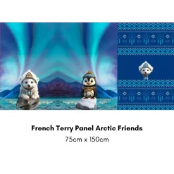 French Terry Panel Eisbär und Pinguin gesamtes Panel