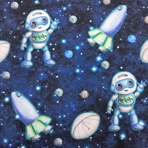 SanDaLu French Terry Space Robots von Kristin Franke